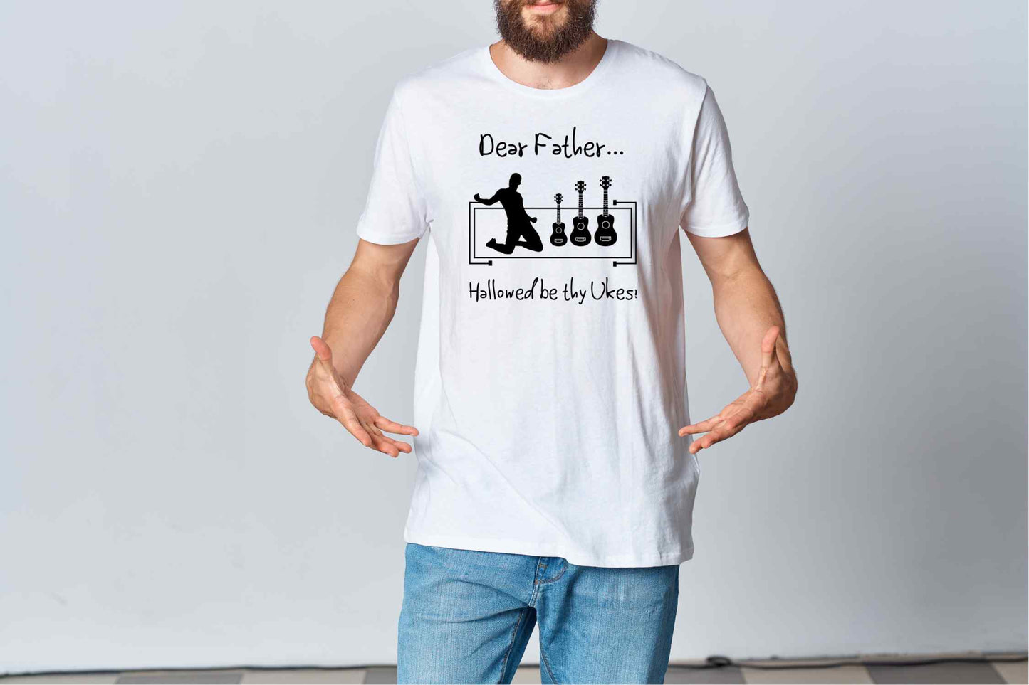 Heavyweight T-Shirt Humoured Father’s Day Ukulele Design Mock up