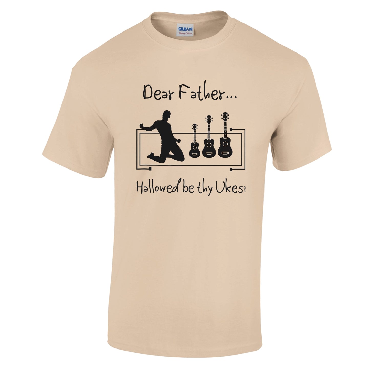 Heavyweight T-Shirt Humoured Father’s Day Ukulele Design Mock up Cream
