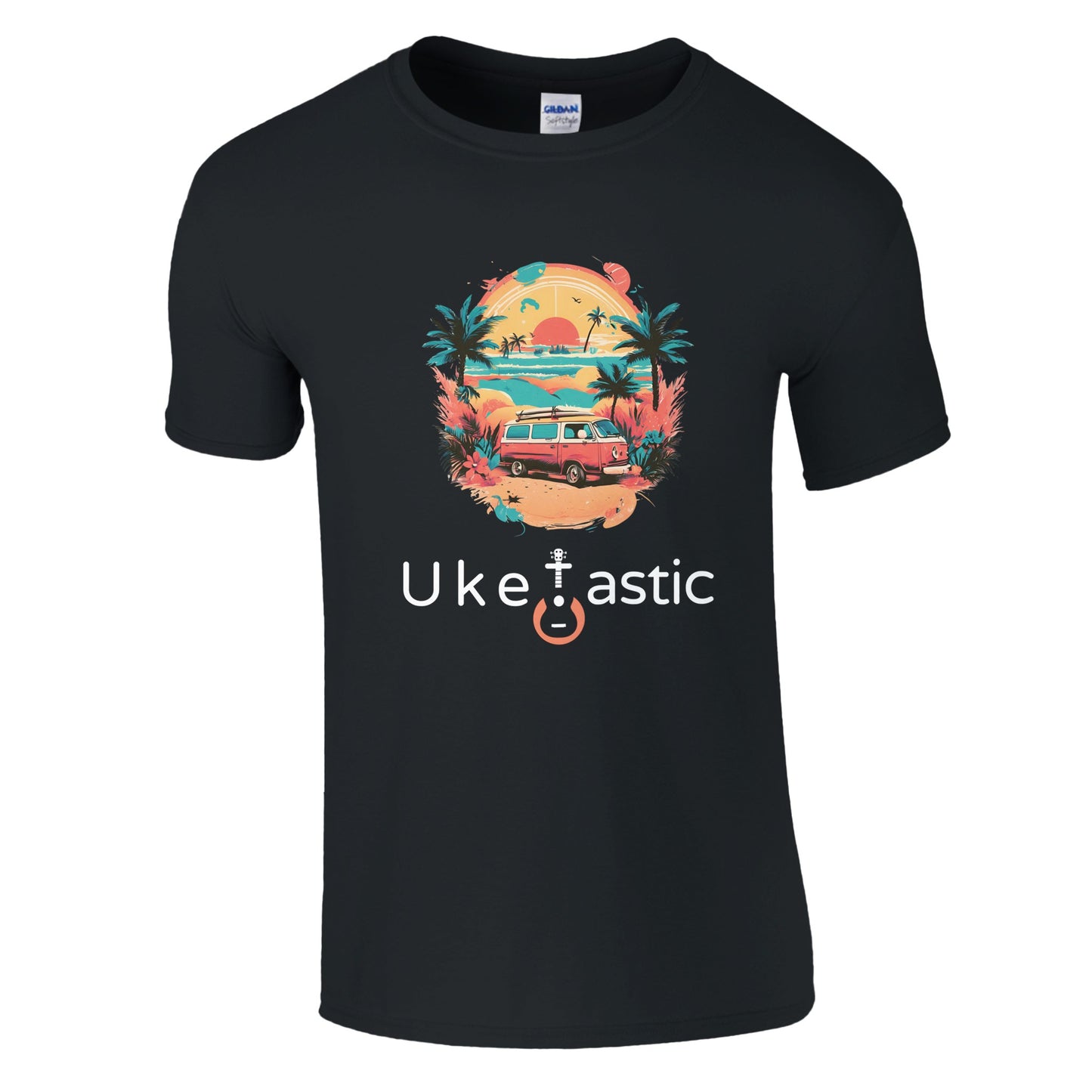Men’s-classic-ukulele-tshirt-travel-front-black