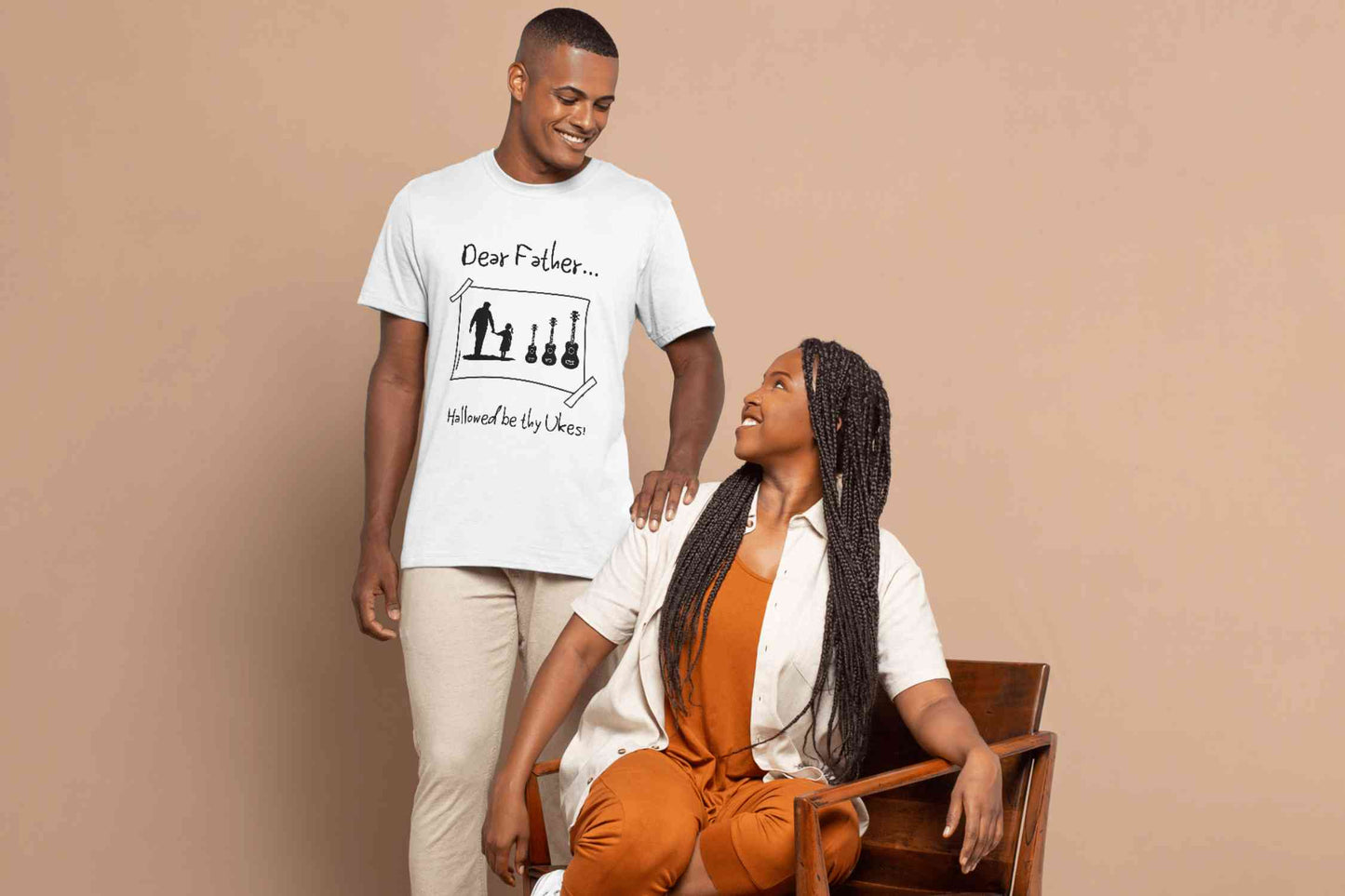 Premium Unisex Crewneck Father + Daughter + Ukuleles T-shirt