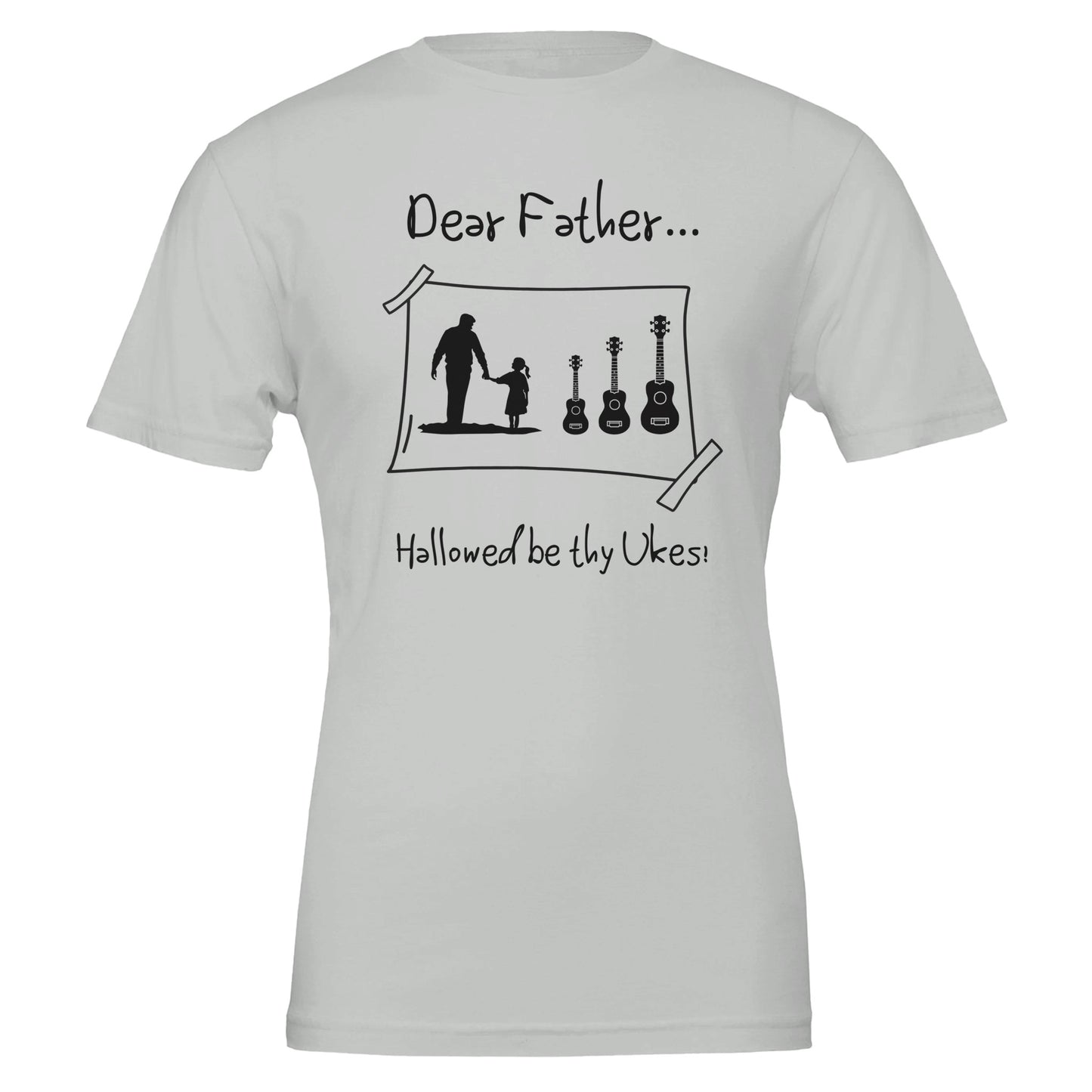 Premium Unisex Crewneck Father + Daughter + Ukuleles T-shirt Silver
