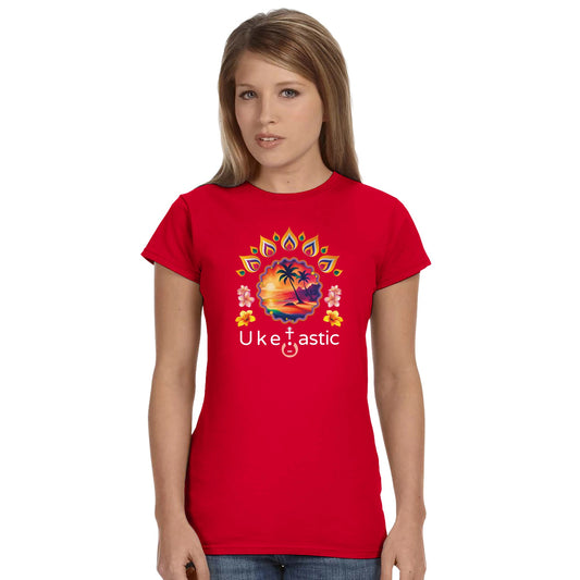 Sunset-ukulele-t shirt-women’s