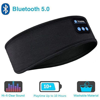 Black Bluetooth Sleep/Sports Headband with Built-in Headphones - Uke Tastic - Noise cancelling, music headband, sleep assist.