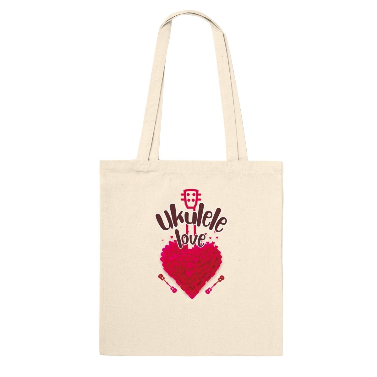 Classic 'Uke Love' Tote Bag - Uke Tastic - Natural - Free Delivery - Uke Tastic