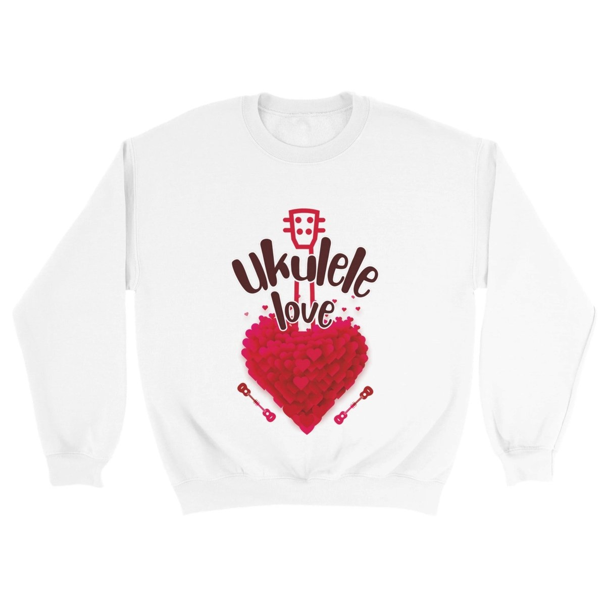 Classic 'Uke Love' Unisex Crewneck Sweatshirt - Uke Tastic - S - Free Delivery - Uke Tastic