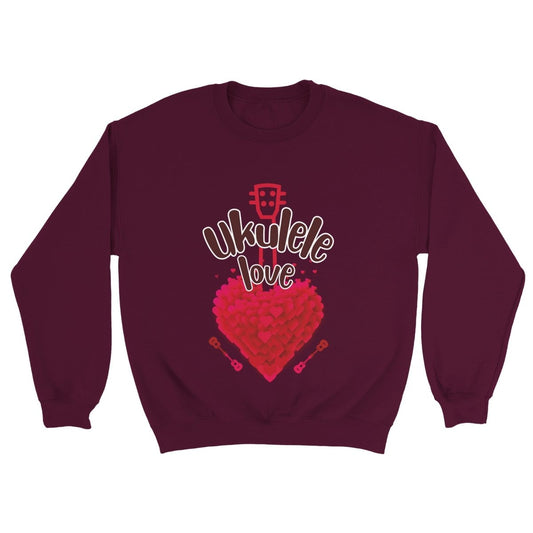 Classic 'Uke Love' Unisex Crewneck Sweatshirt - Uke Tastic - S - Free Delivery - Uke Tastic