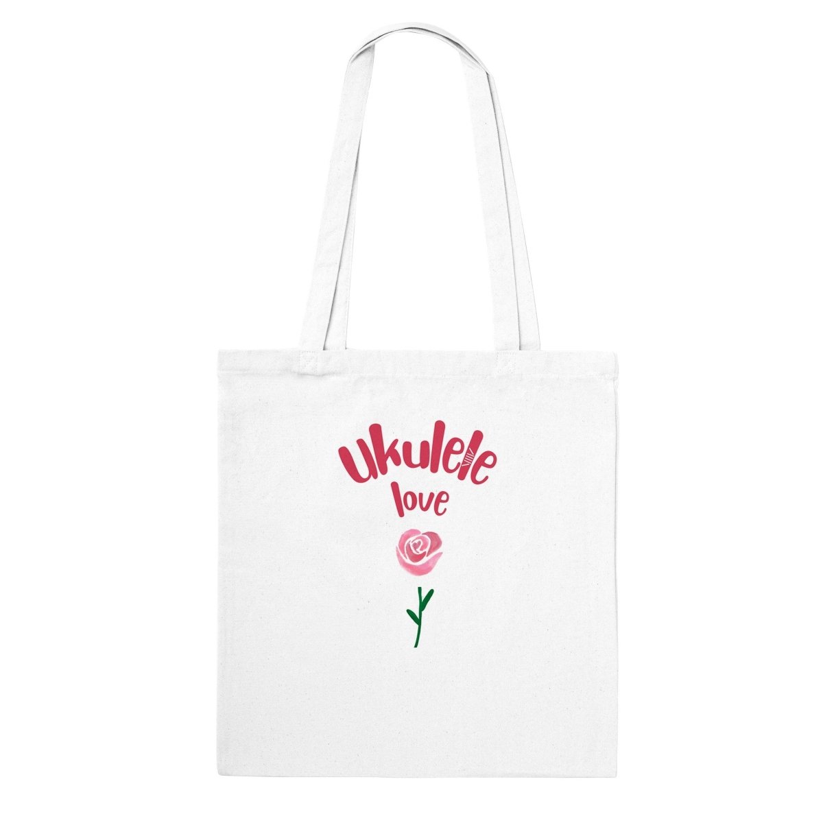 Classic 'Uke Rose' Tote Bag - Uke Tastic - White - Free Delivery - Uke Tastic