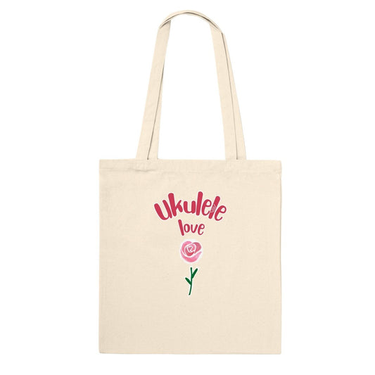 Classic 'Uke Rose' Tote Bag - Uke Tastic - Natural - Free Delivery - Uke Tastic