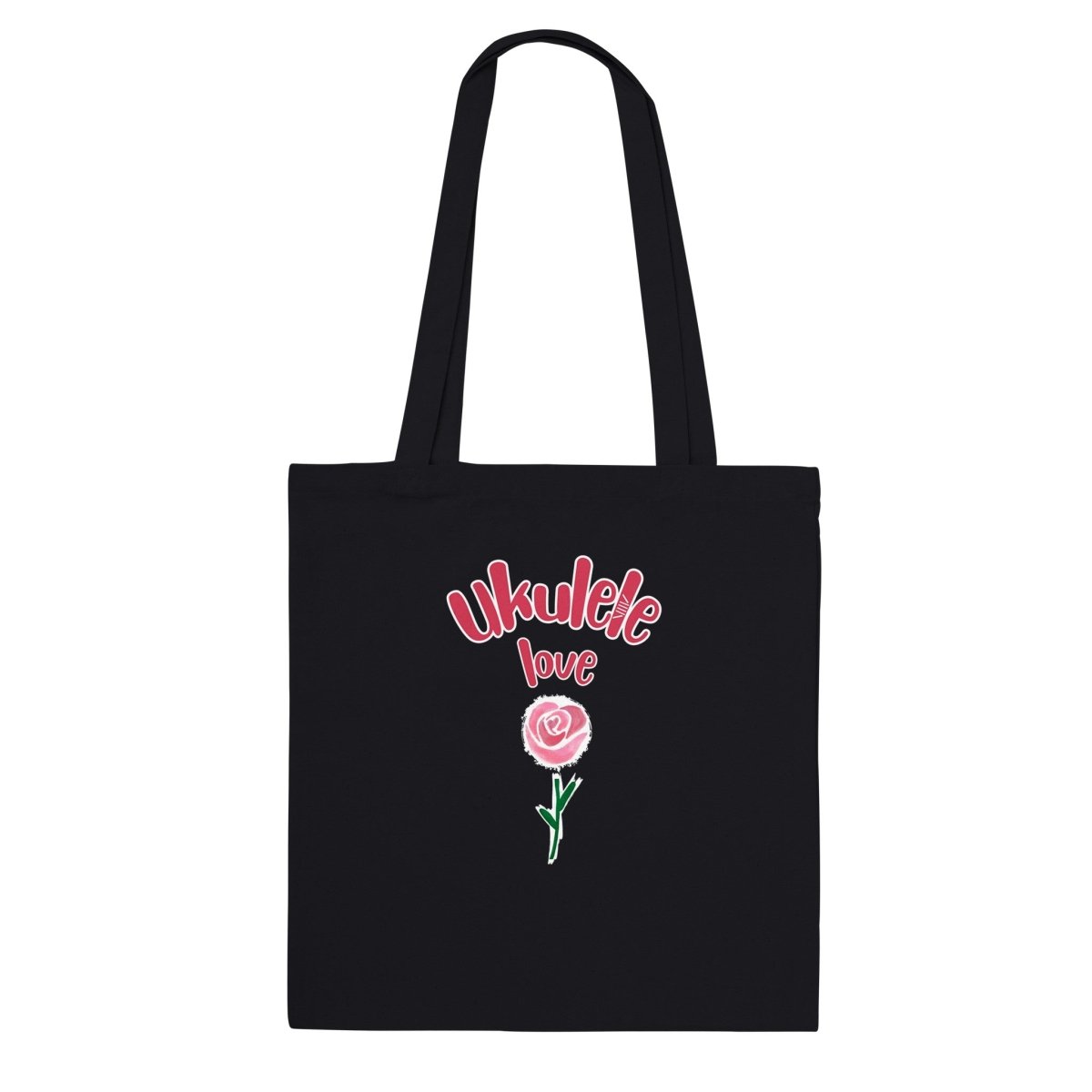 Classic 'Uke Rose' Tote Bag - Uke Tastic - Black - Free Delivery - Uke Tastic