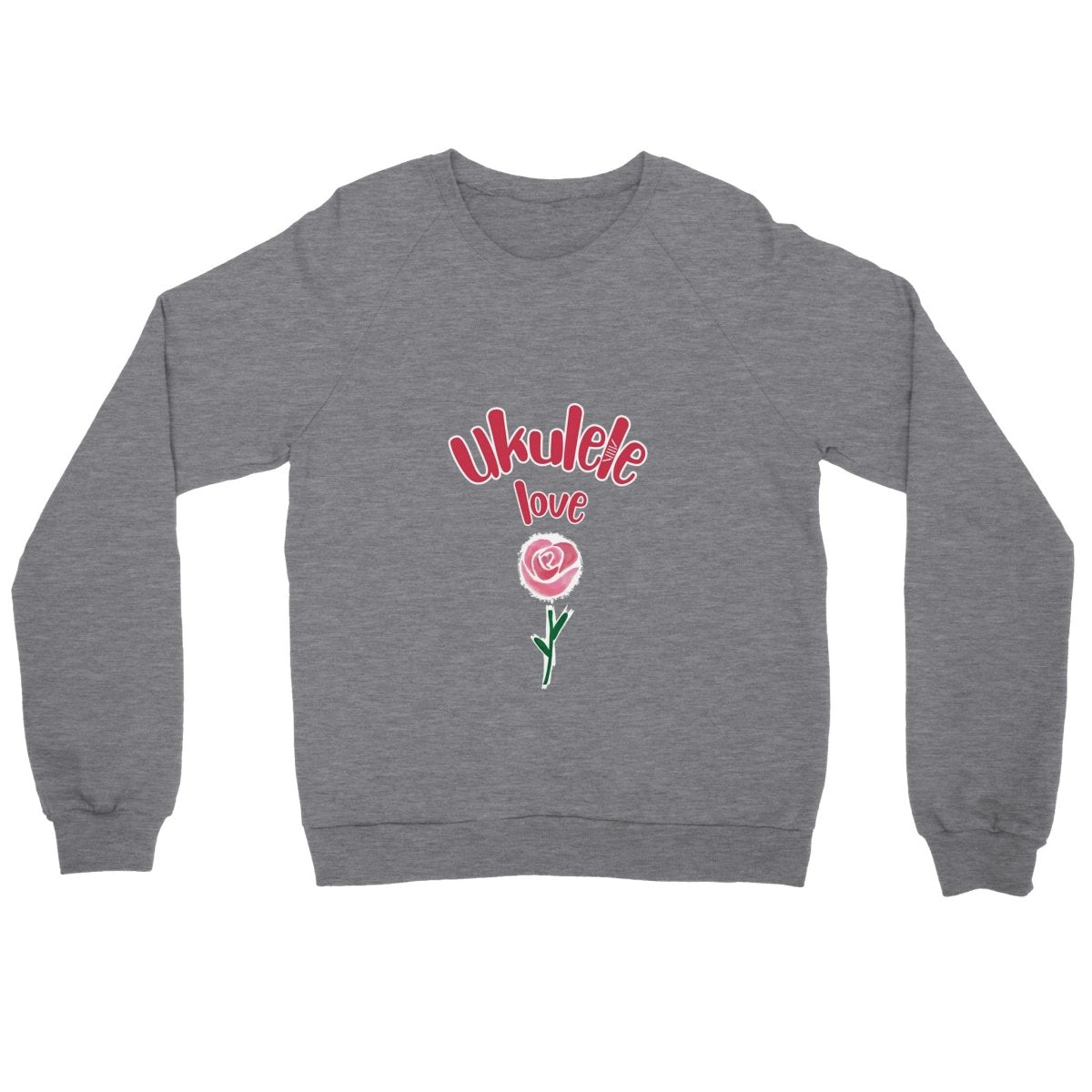 Premium 'Uke Rose' Unisex Crewneck Sweatshirt - Uke Tastic - S - Free Delivery - Uke Tastic