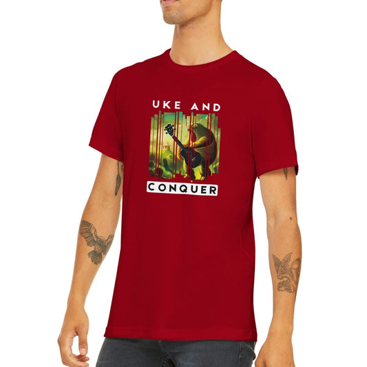 Uke and Conquer - Premium Ukulele Themed T-shirt - Uke Tastic - Red - Free Delivery - Uke Tastic