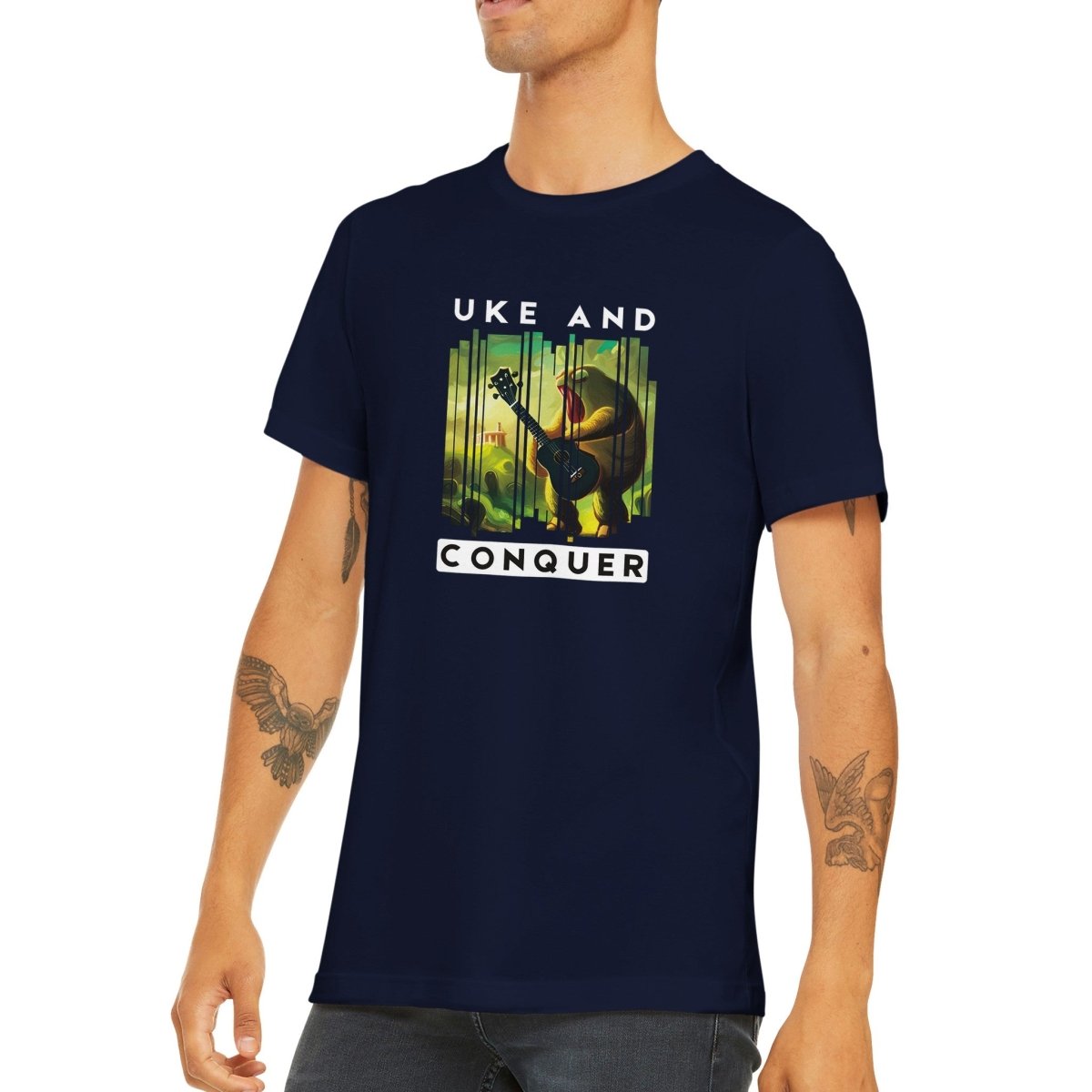 Uke and Conquer - Premium Ukulele Themed T-shirt - Uke Tastic - Navy - Free Delivery - Uke Tastic