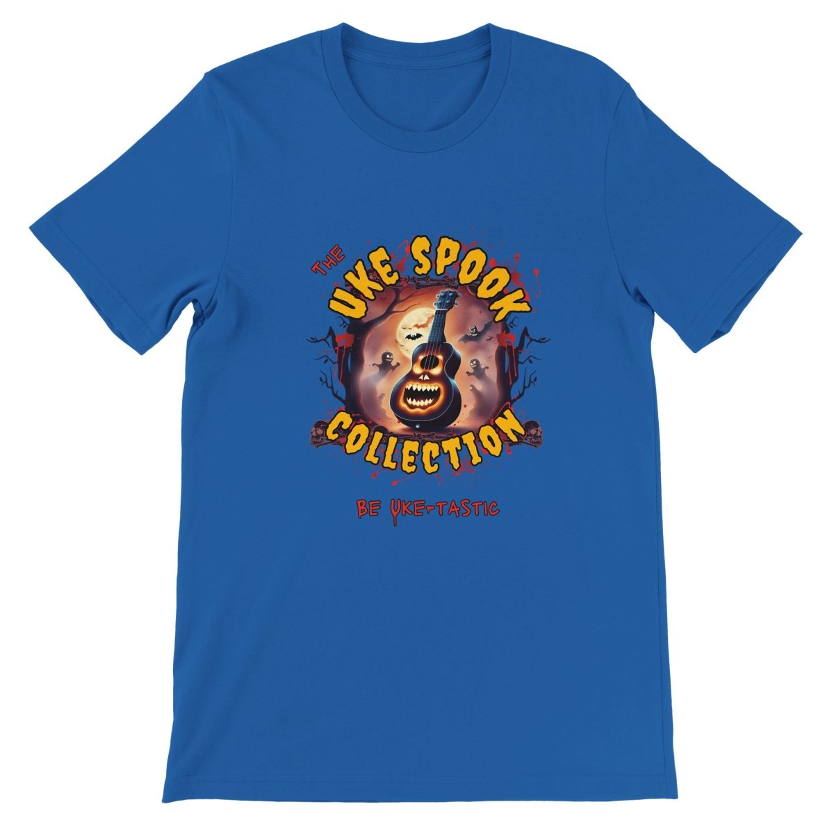 Uke Spook Pumpkin Face - Premium Unisex Crewneck T-shirt - Uke Tastic - S - Free Delivery - Uke Tastic