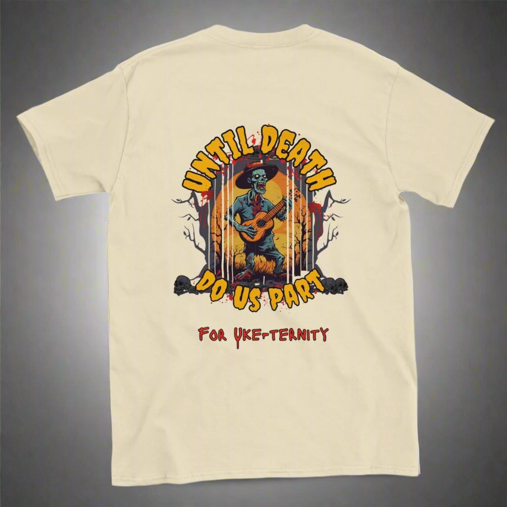 Uke-ternity - Ukulele Themed Unisex Classic Crewneck T-shirt - Uke Tastic - Natural - Free Delivery - Uke Tastic