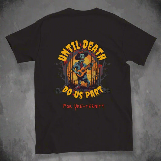 Uke-ternity - Ukulele Themed Unisex Classic Crewneck T-shirt - Uke Tastic - Black - Free Delivery - Uke Tastic