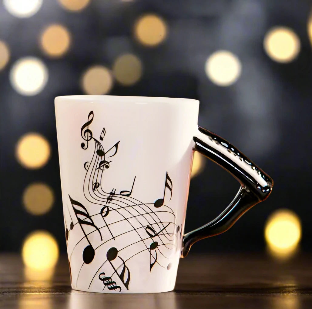 Close Up Music Themed Mug with Piano Handle 