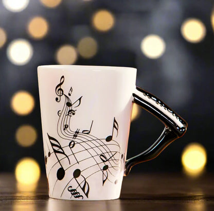 Close Up Music Themed Mug with Piano Handle 