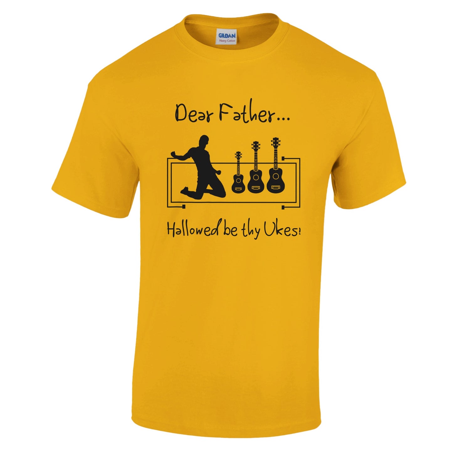 Heavyweight T-Shirt Humoured Father’s Day Ukulele Design Mock up Yellow