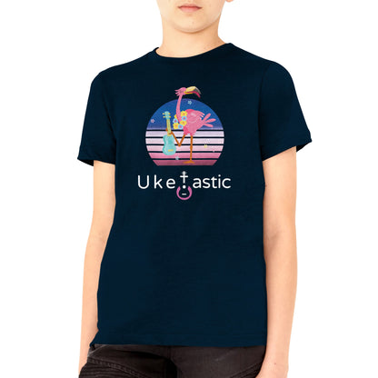 Kids ukulele t-shirt flamingo design navy