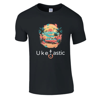 Men’s-classic-ukulele-tshirt-travel-front-black