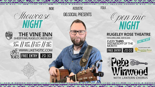 Pete Winwood - Showcase Night and Open Mic Night Banner