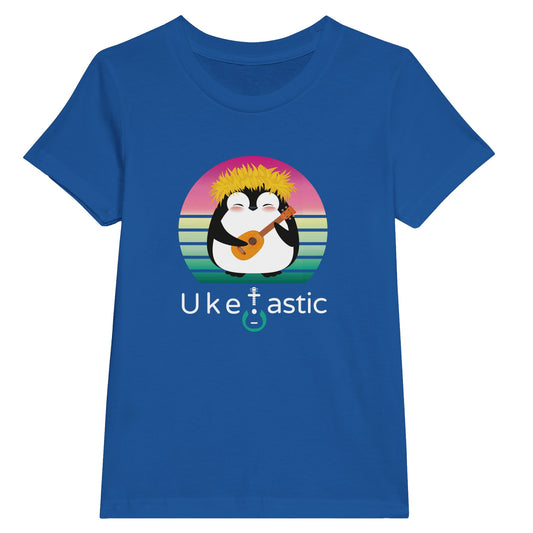 Premium Kids Penguin Ukulele T-Shirt Blue
