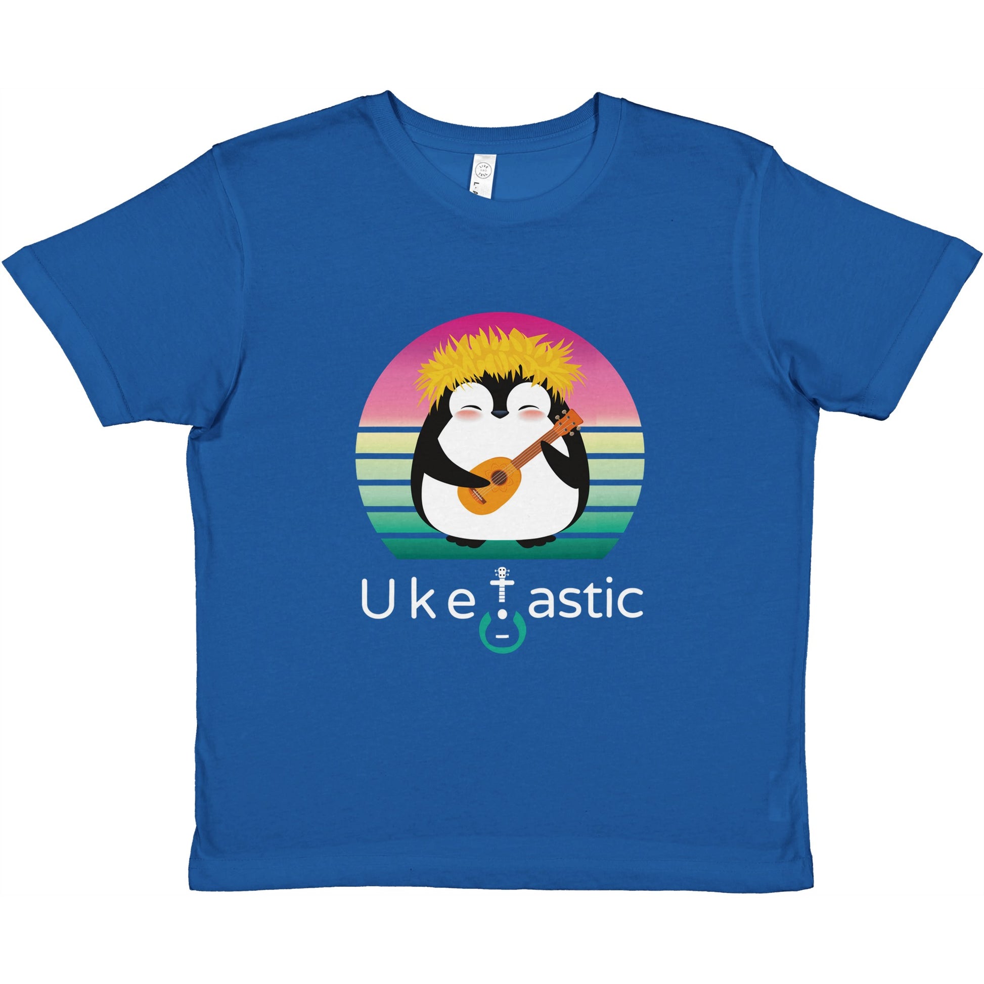 Premium Kids Penguin Ukulele T-Shirt Blue 4