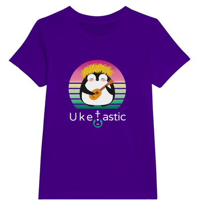 Premium Kids Penguin Ukulele T-Shirt Purple