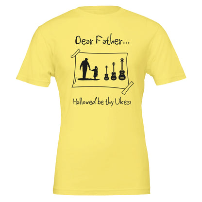 Premium Unisex Crewneck Father + Daughter + Ukuleles T-shirt Yellow 4