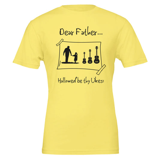 Premium Unisex Crewneck Father + Daughter + Ukuleles T-shirt Yellow 4