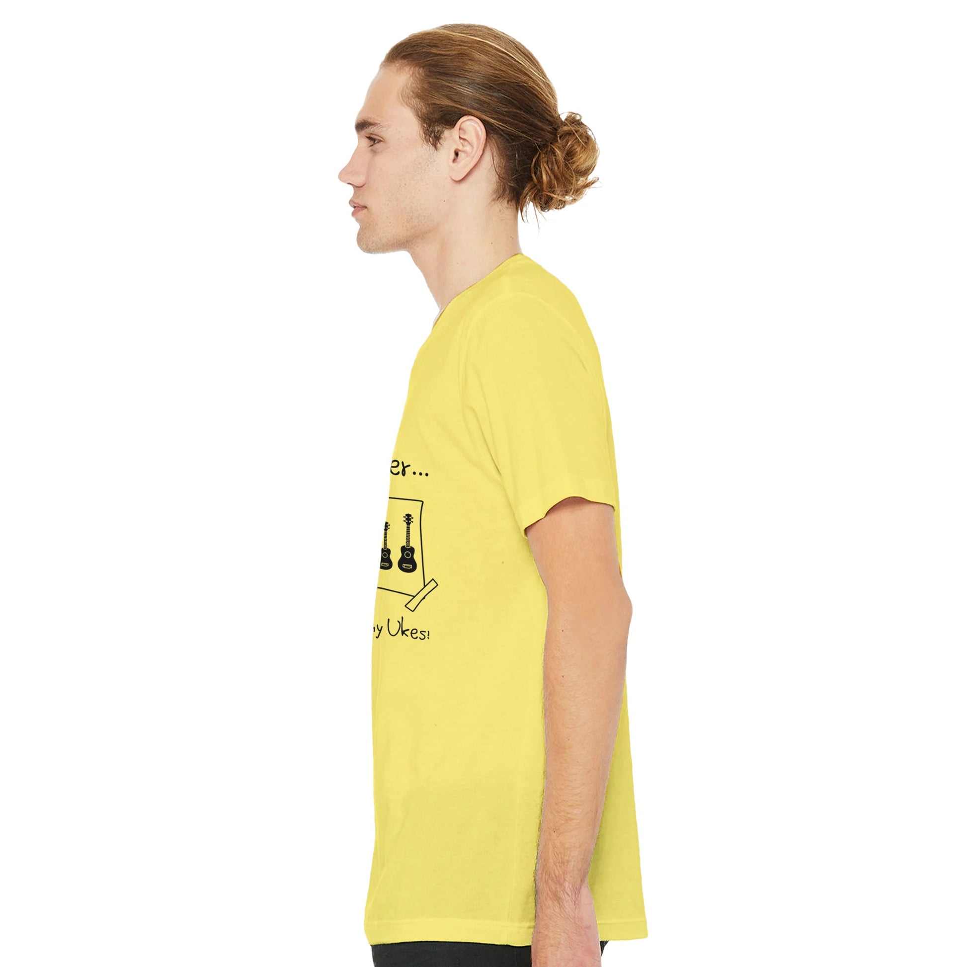 Premium Unisex Crewneck Father + Daughter + Ukuleles T-shirt Yellow Side