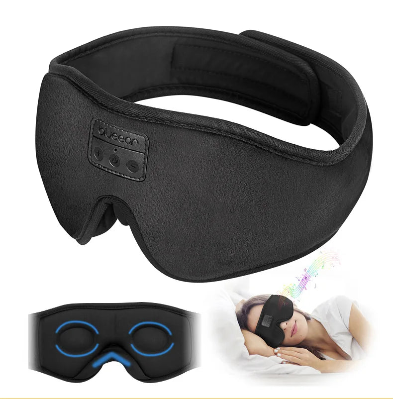 Bluetooth 5.2 Sleeping Headphones: 3D Wireless Music Eye Mask with Microphone - Soft, Adjustable Sleep Headset & Blindfold