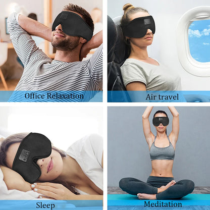 Bluetooth 5.2 Sleeping Headphones: 3D Wireless Music Eye Mask with Microphone - Soft, Adjustable Sleep Headset & Blindfold