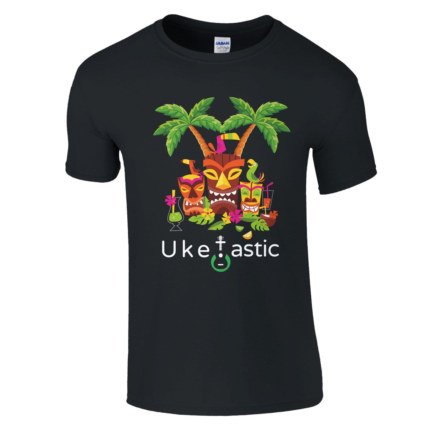 Tiki Black Ukulele Tshirt Front