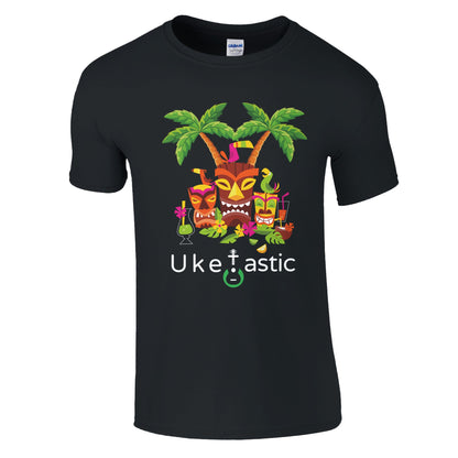 Tiki Black Ukulele Tshirt Front