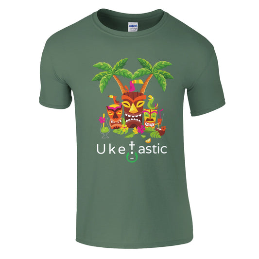 Tiki Green Ukulele Tshirt Front