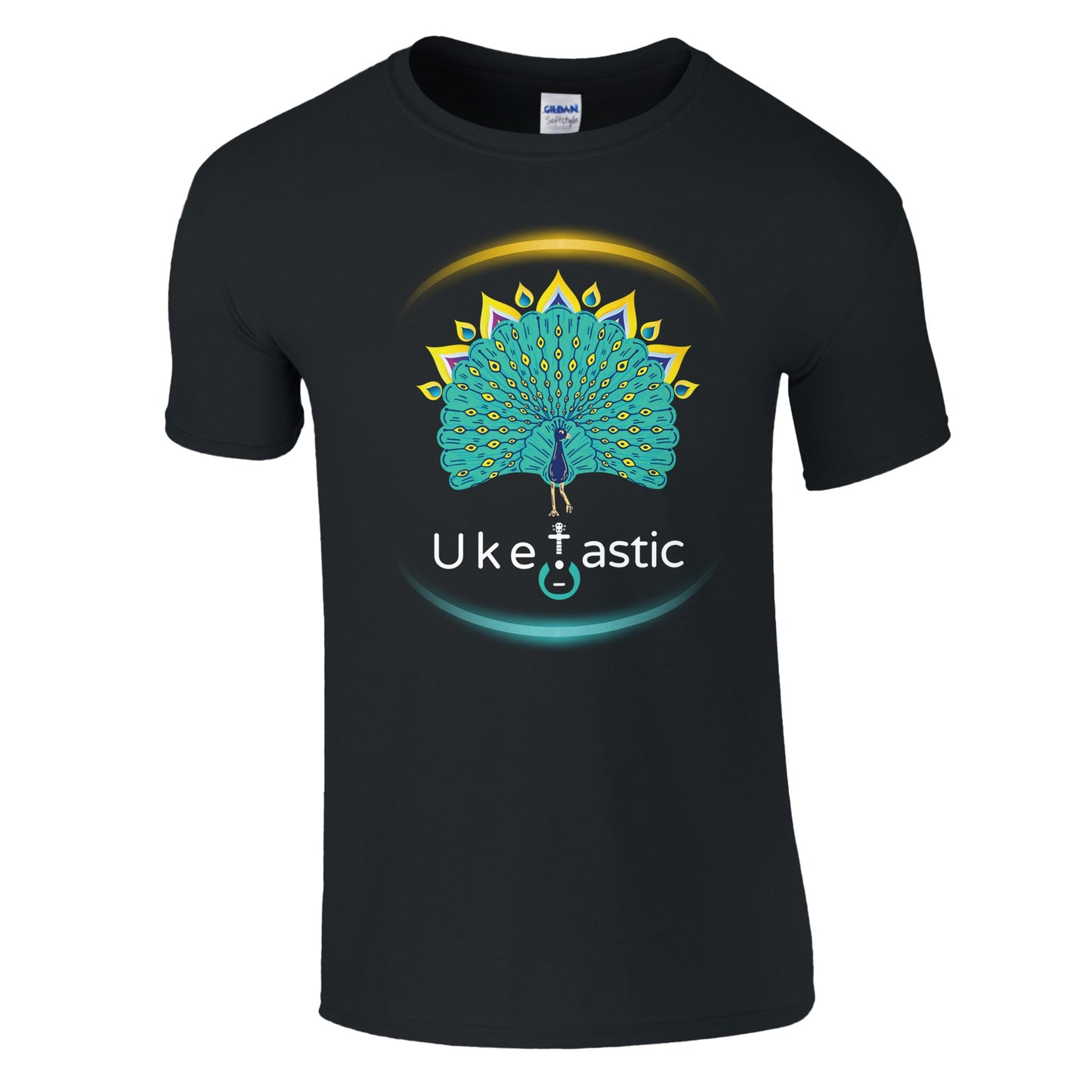 Uke Tastic Peacock T-Shirt Black Front