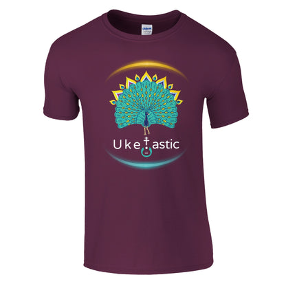Uke Tastic Peacock T-Shirt Maroon Front