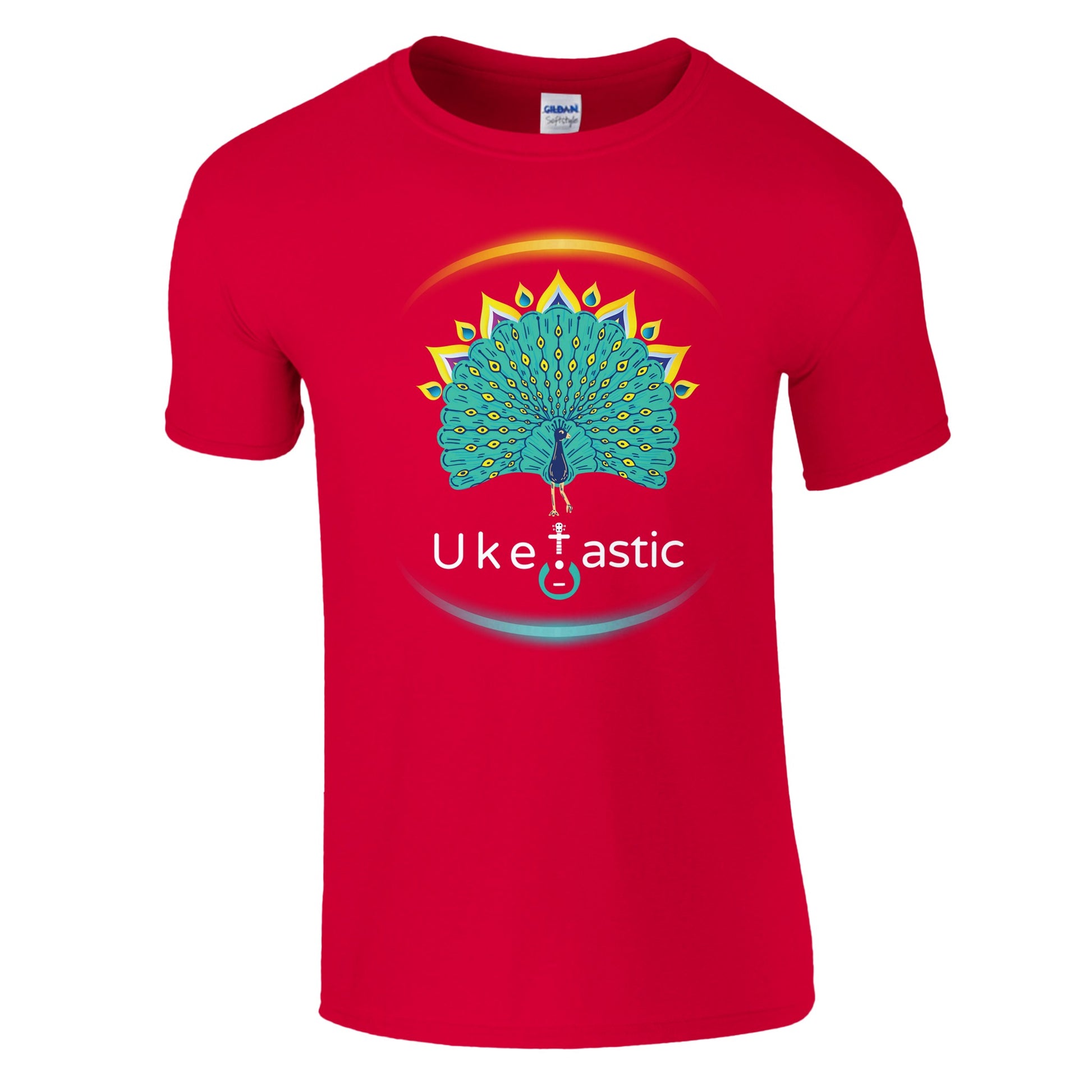 Uke Tastic Peacock T-Shirt Red Front