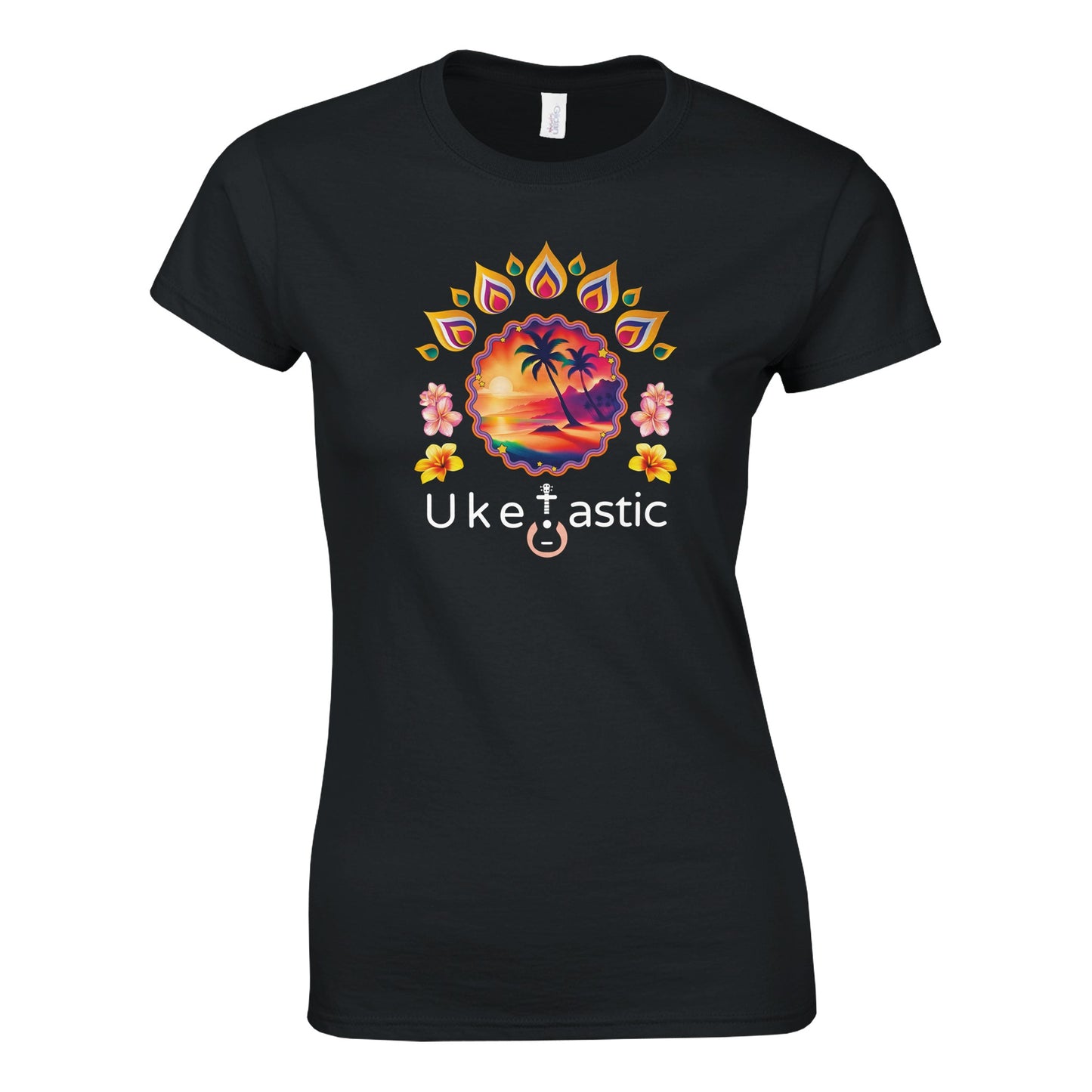 Women’s-sunset-ukulele-tshirt-1-Black