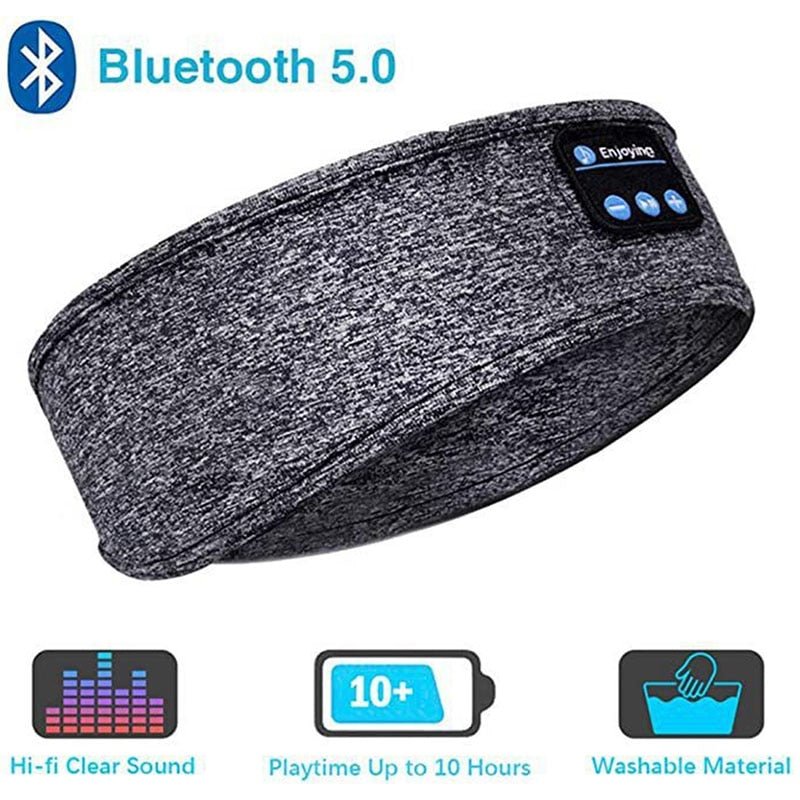 Grey Bluetooth headphones, sleeping headphones, sports headband, wireless sleep headset, Bluetooth headband, noise-cancelling
