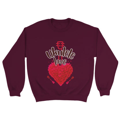 Classic 'Uke Love' Unisex Crewneck Sweatshirt - Uke Tastic - S - Free Delivery - Uke Tastic