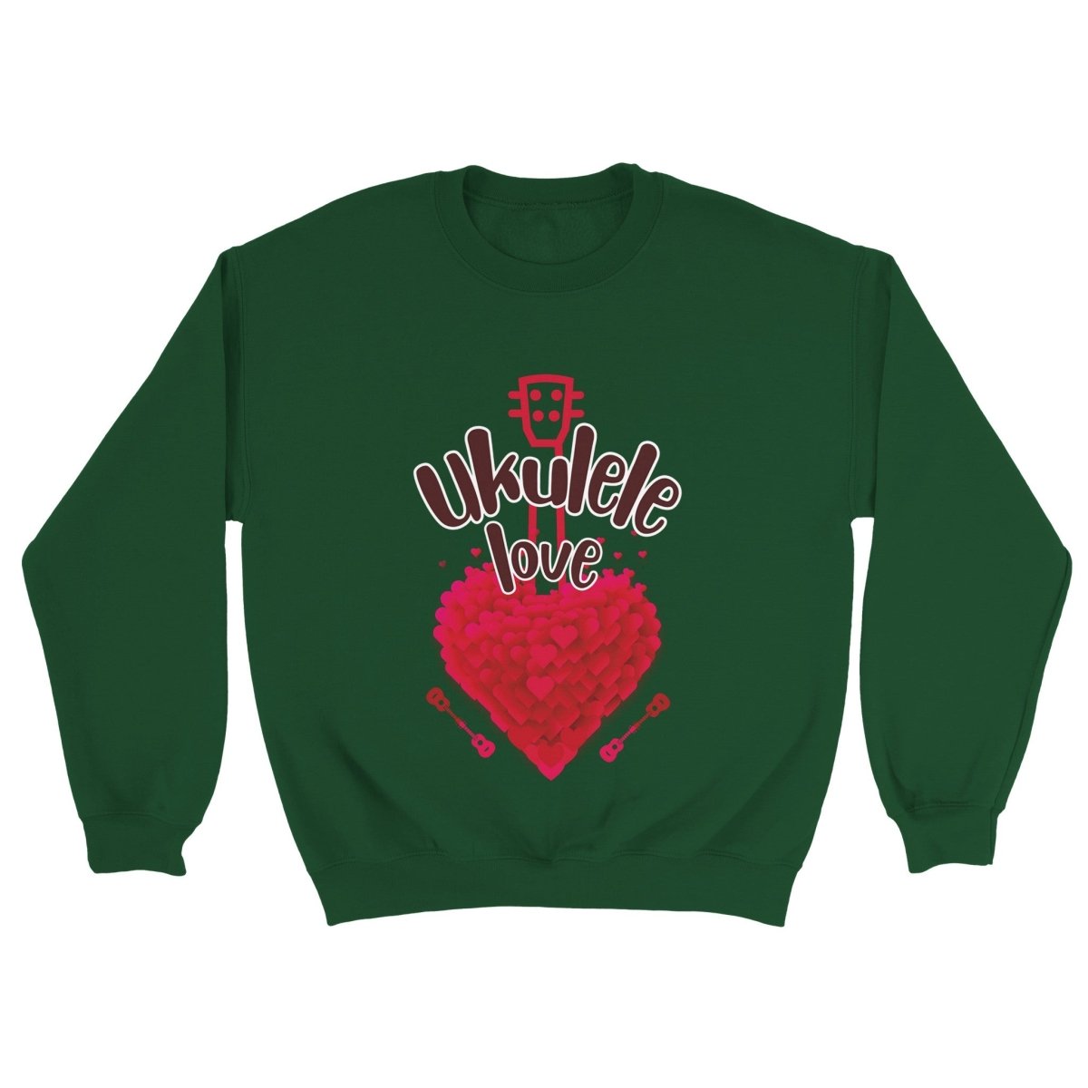 Classic 'Uke Love' Unisex Crewneck Sweatshirt - Uke Tastic - S - Free Delivery - Uke Tastic