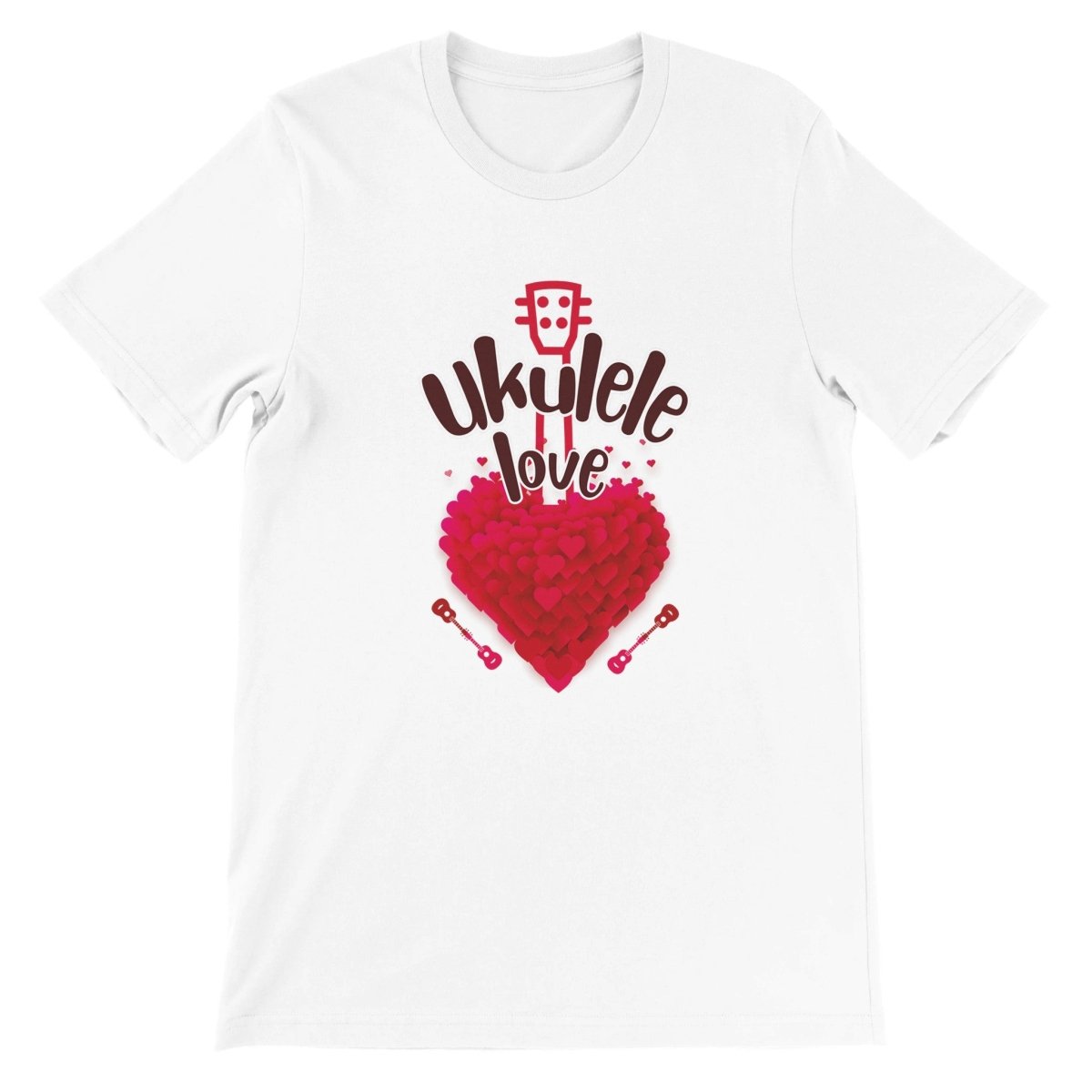 Premium 'Uke Love' Unisex Crewneck T-shirt - Uke Tastic - S - Free Delivery - Uke Tastic