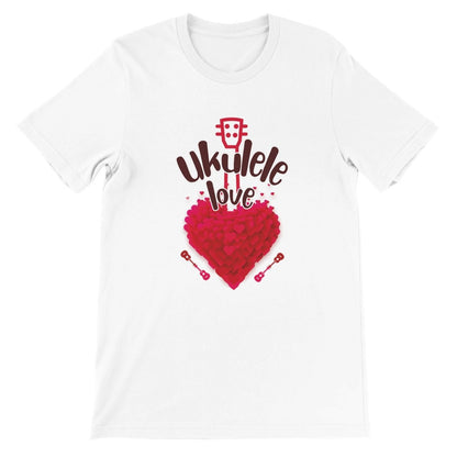 Premium 'Uke Love' Unisex Crewneck T-shirt - Uke Tastic - S - Free Delivery - Uke Tastic