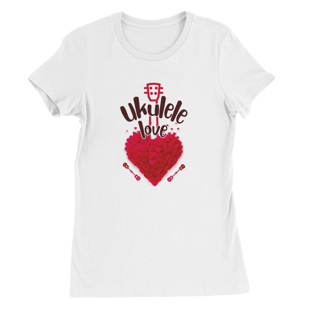Premium 'Uke Love' Women's Crewneck T-shirt - Uke Tastic - S - Free Delivery - Uke Tastic