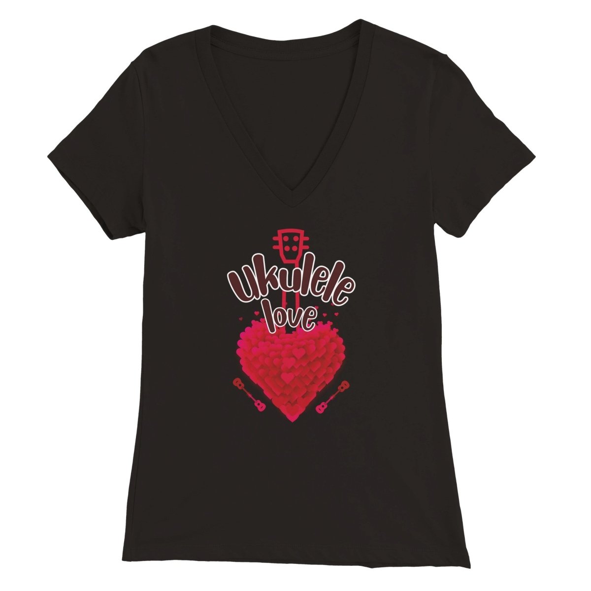 Premium 'Uke Love' Womens V-Neck T-shirt - Uke Tastic - S - Free Delivery - Uke Tastic