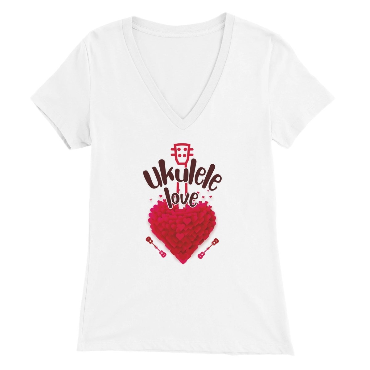 Premium 'Uke Love' Womens V-Neck T-shirt - Uke Tastic - S - Free Delivery - Uke Tastic
