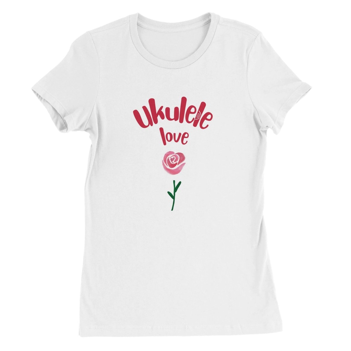 Premium 'Uke Rose' Womens Crewneck T-shirt - Uke Tastic - S - Free Delivery - Uke Tastic