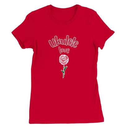 Premium 'Uke Rose' Womens Crewneck T-shirt - Uke Tastic - S - Free Delivery - Uke Tastic